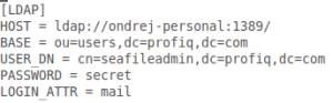 Figure 6: Example setting of ccne.conf for LDAP authentication